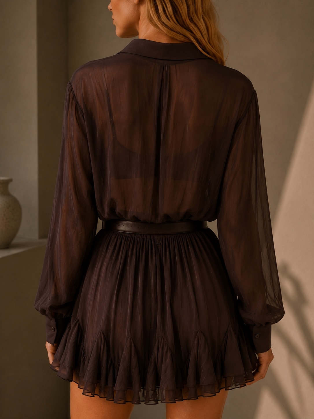 Estensivo Chiffon Ruffle Mini Dress - Görsel 3