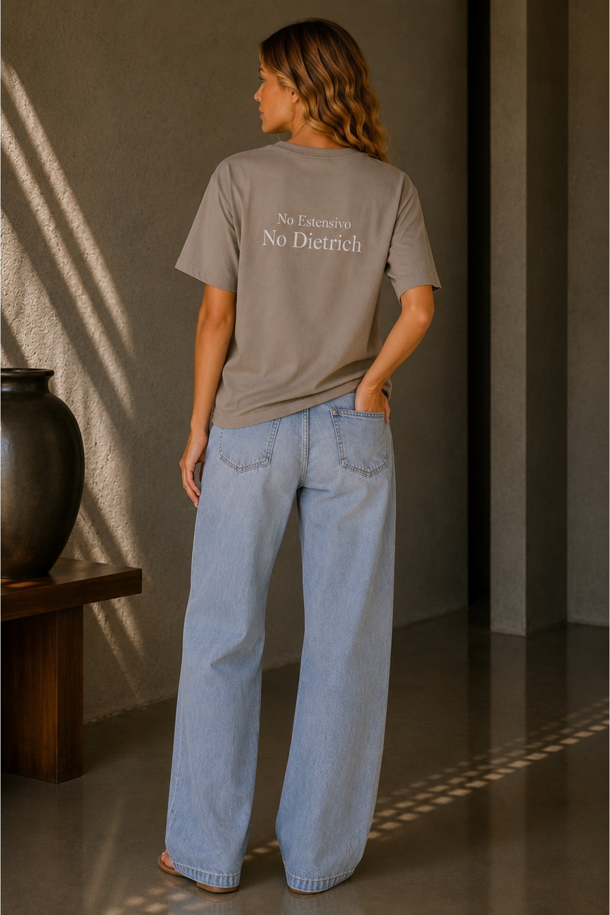 No No Baskılı Oversize T-Shirt – Taş Rengi - Görsel 3