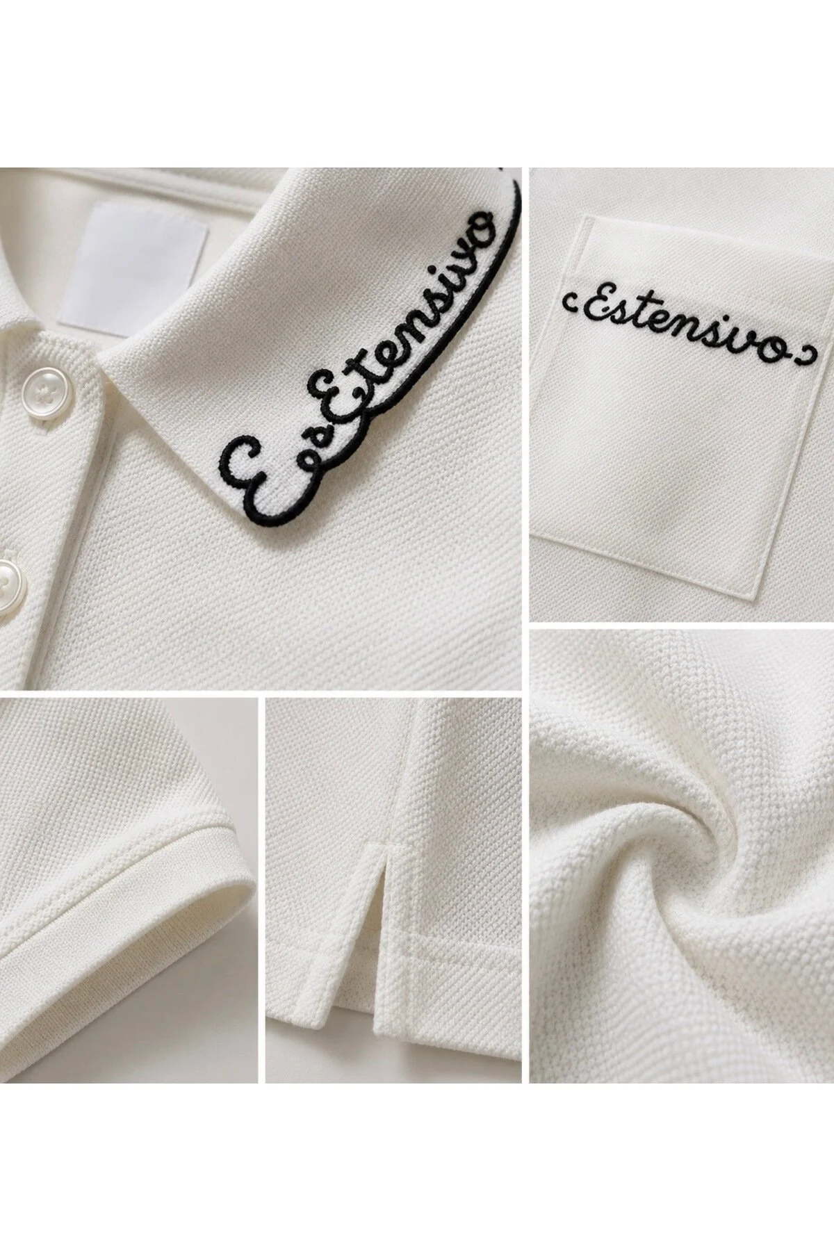 Ekru Nakış Detaylı Polo Yaka T-Shirt | - Görsel 4