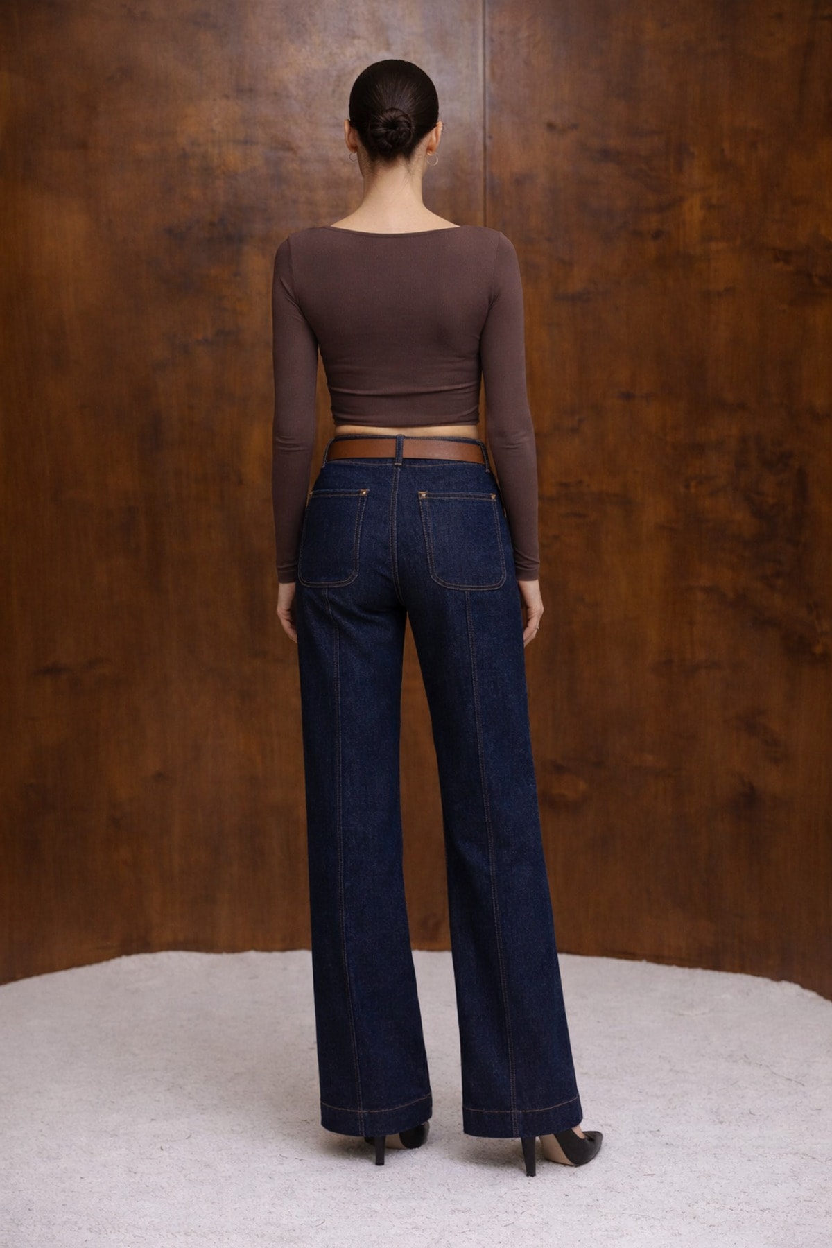 Lacivert Bol Paça Denim Pantolon Modern Kesim - Görsel 2