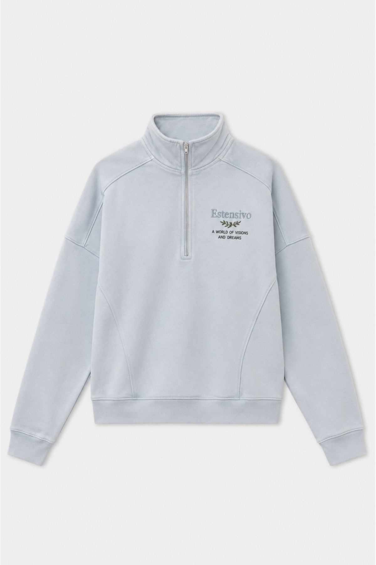 Açık Mavi Yarım Fermuarlı Sweatshirt Takım | Nakış Logo | A World of Visions and Dreams - Görsel 2